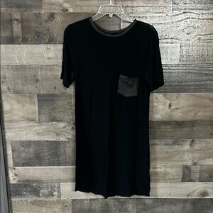 Abercrombie & Fitch Black T-shirt Dress with Leather Accents